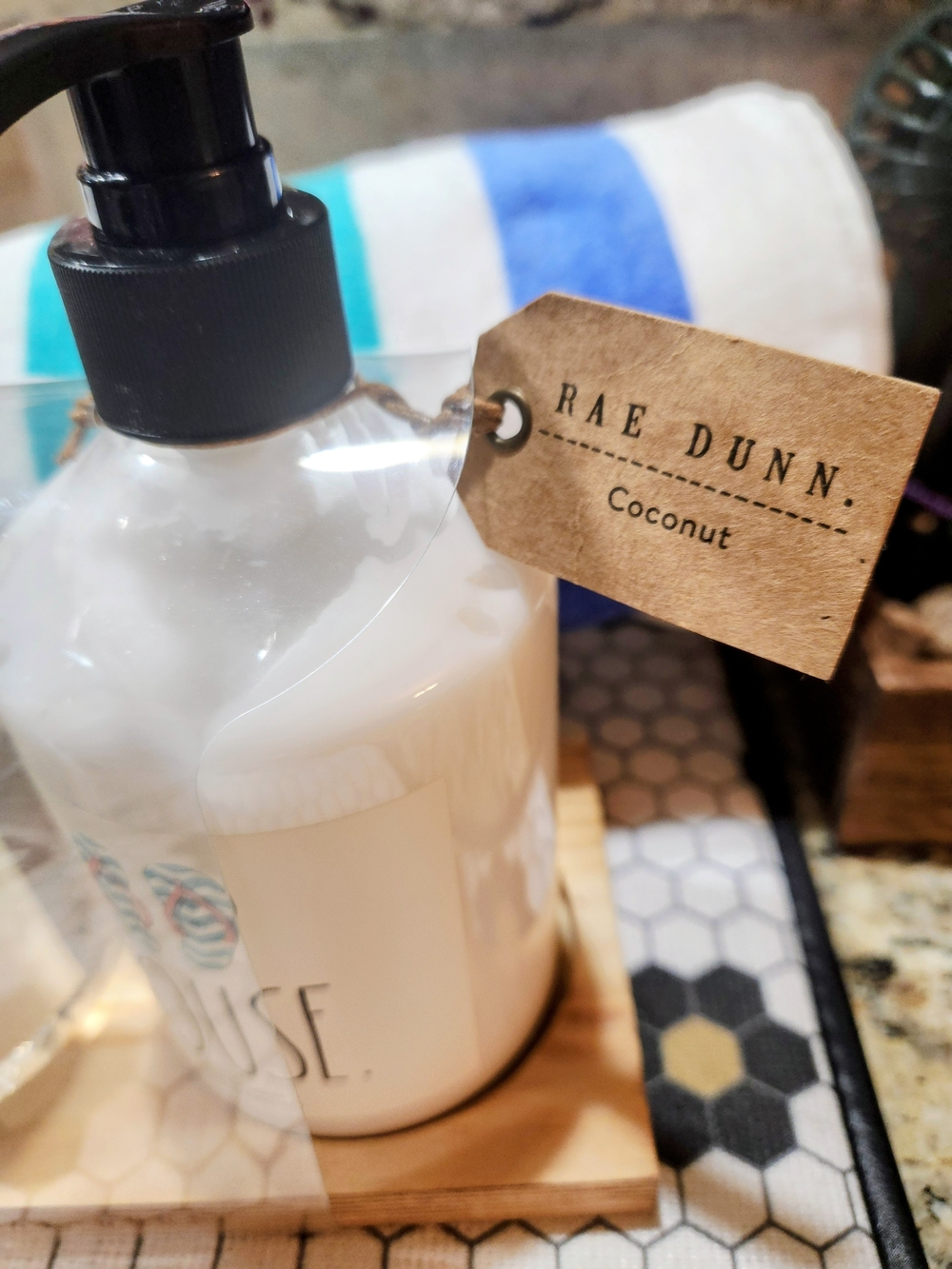'New' Rae Dunn Beach & House Hand Soap and Lotion Set with Beach Towel - Picture 3 of 7